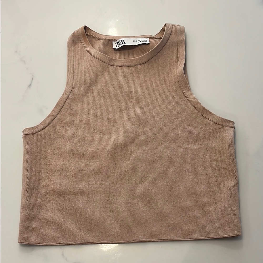 Zara Beige Sleeveless Top